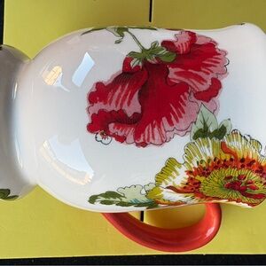 Floral Ceramic Mug with Red and Yellow Flowers